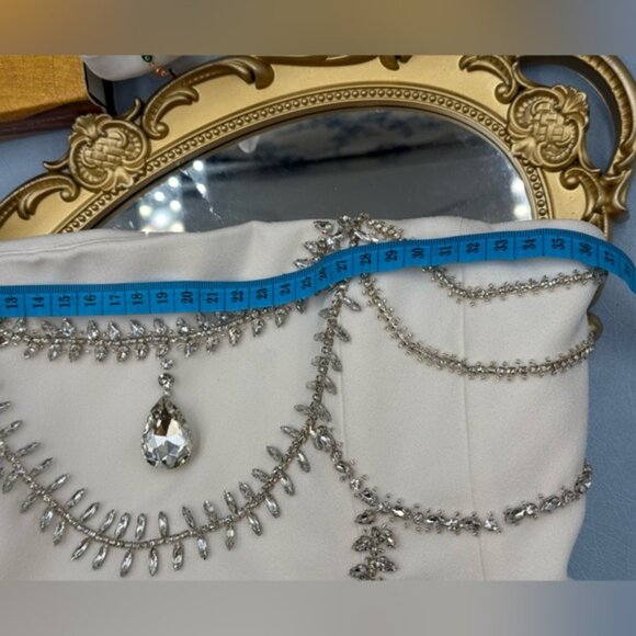 🆕 SIMKHAI 🧿 NWOT Arta Crystal Embellished Bustier Mini Dress, White, Sz US 2 - Picture 15 of 16